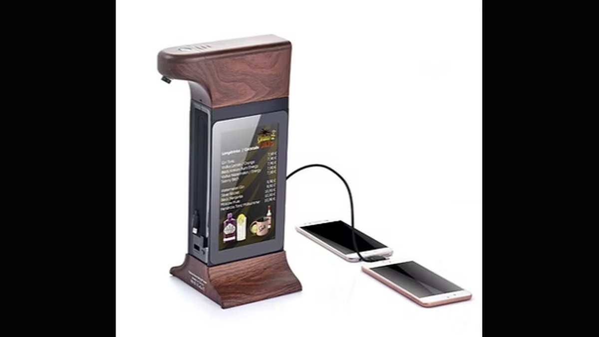 Dual-Screen Restaurant Kiosk With Sanitizer & Digital Signage: Product Launched