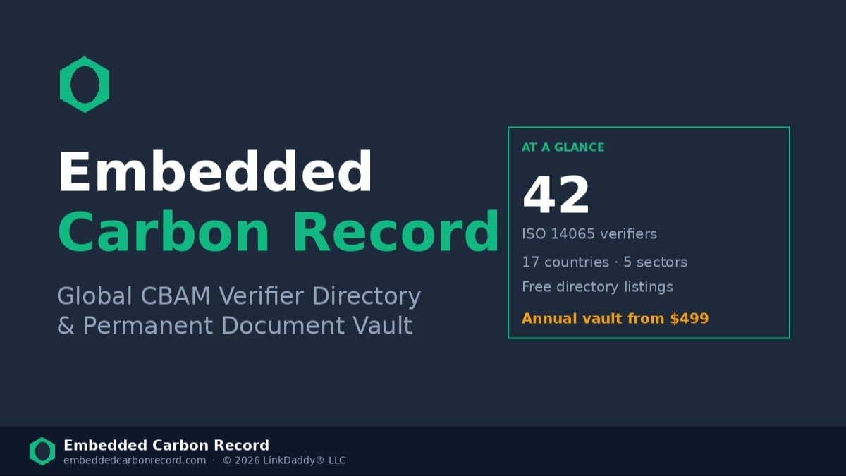 Embedded Carbon Record Launches Global CBAM Verifier Directory and Vault