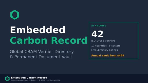 Embedded Carbon Record Launches Global CBAM Verifier Directory and Vault