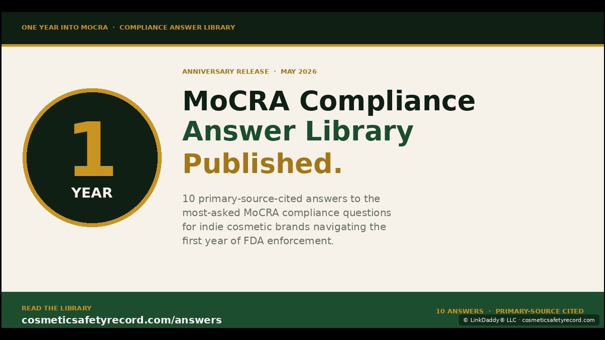 One Year Into MoCRA: CosmeticSafetyRecord.com Publishes 10-Answer Library