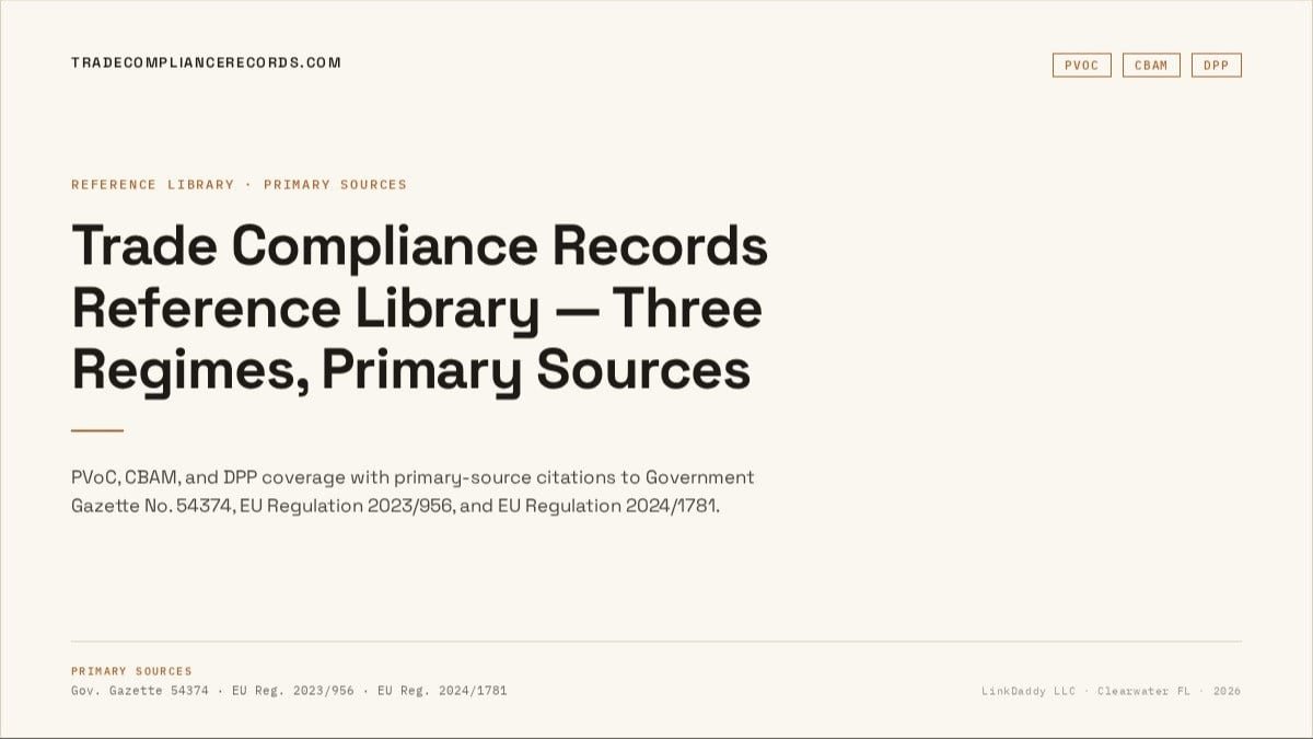 Trade Compliance Records Publishes Reference Library on PVoC, CBAM, and DPP