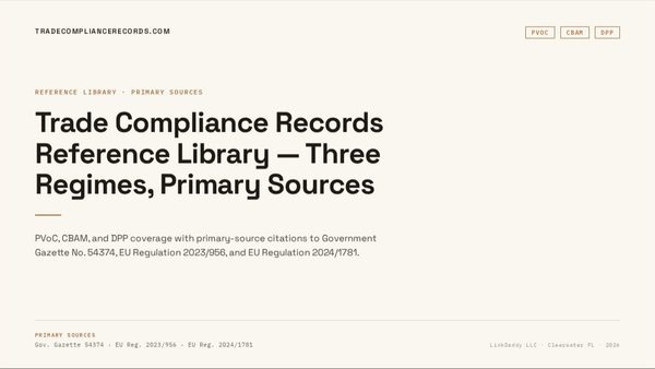 Trade Compliance Records Publishes Reference Library on PVoC, CBAM, and DPP