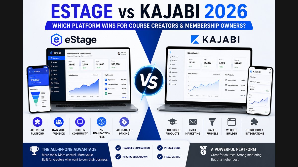 Estage vs Kajabi 2026: Course & Membership Platform Comparison Released