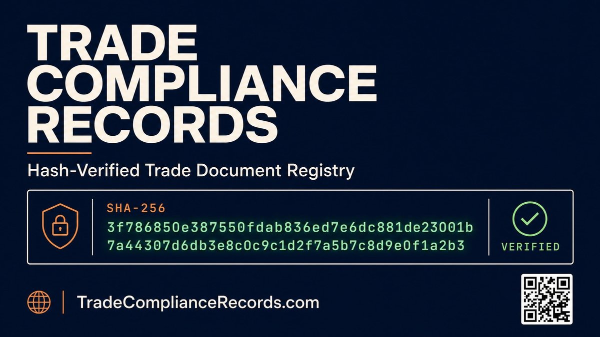 TradeComplianceRecords.com Launches Hash‑Verified Trade Document Registry
