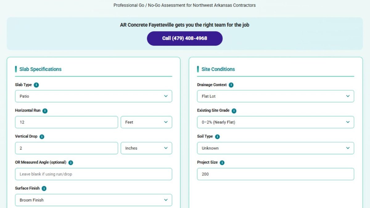 Concrete Slope & Drainage Failure Calculator Launched for Fayetteville Area