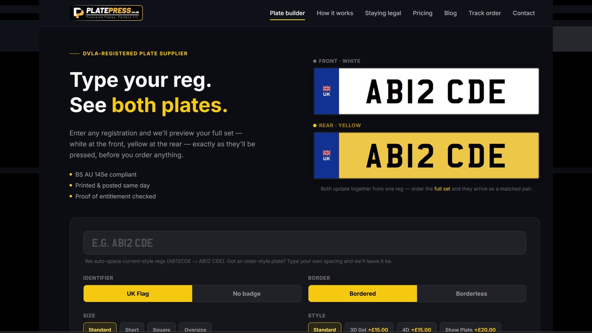 Car Reg Plates Hull, Anlaby Road: Standard & 3D Plates Now Available