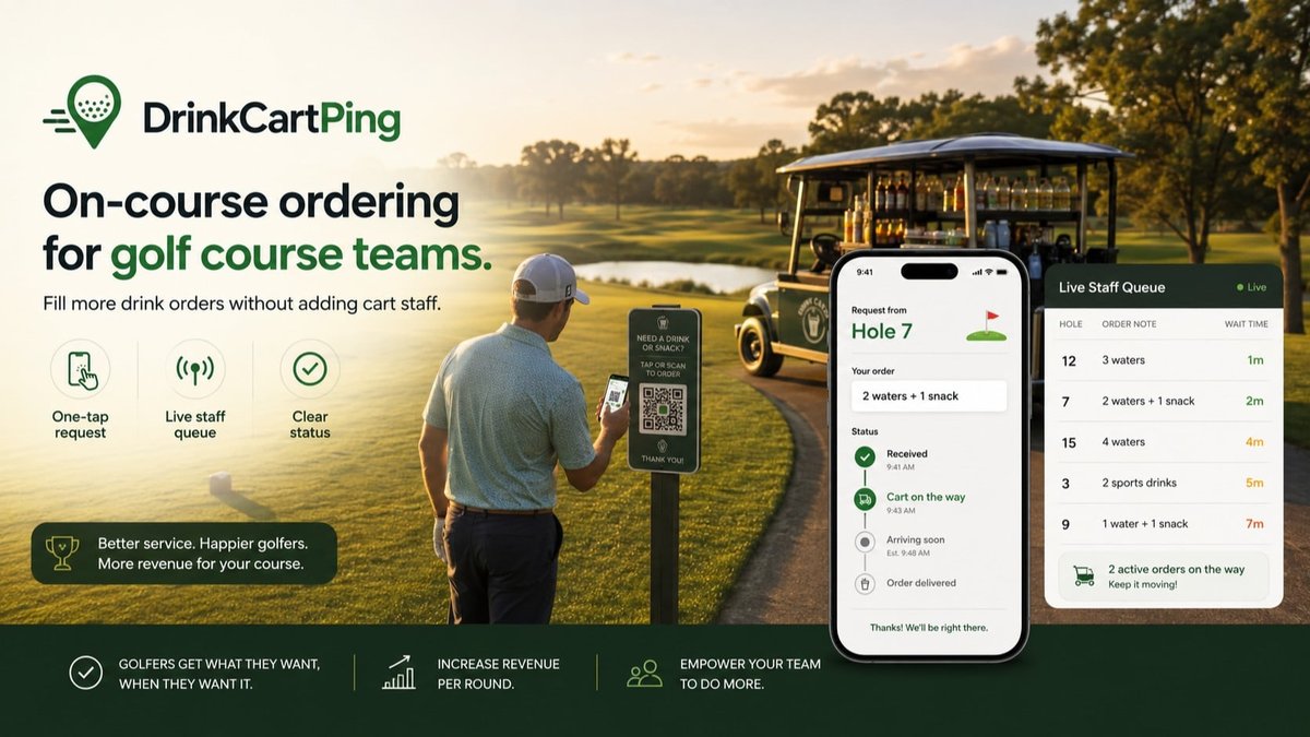 Golf Course Beverage Cart QR Ordering Tool Launched, Free Pilot Available