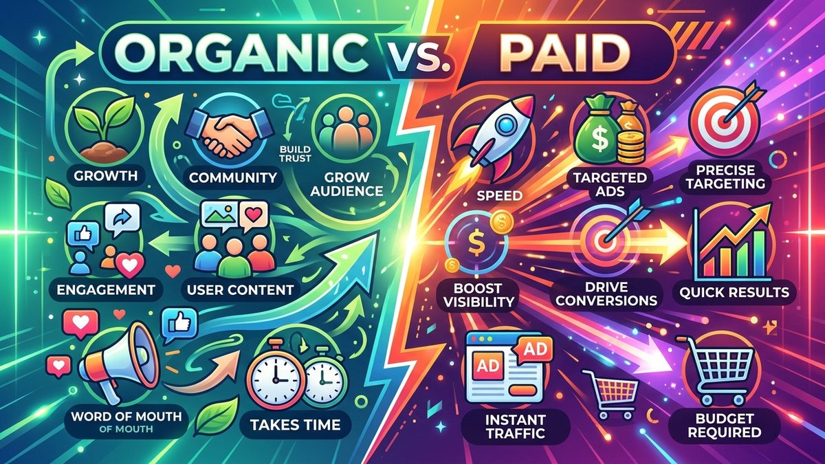 Organic vs Paid Social Media Marketing for Reach: Differences & Examples