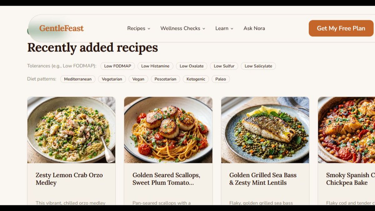 How GentleFeast connects recipe categories with cooking instructions